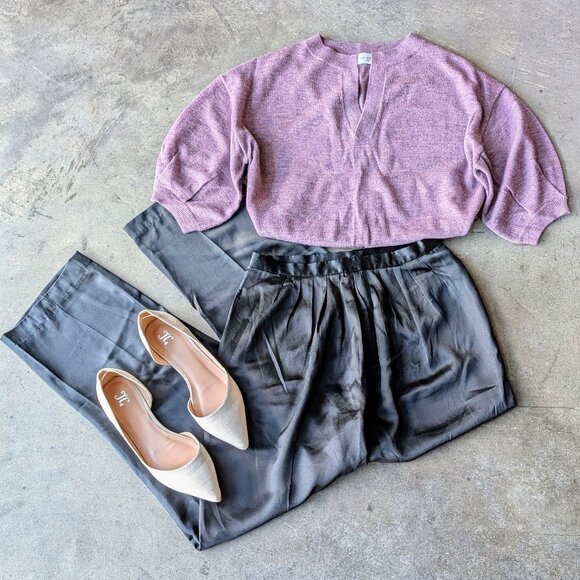 Vintage Spitalnick and Co Black High Rise Pleated Tapered Silk Pants - Picture 1 of 9